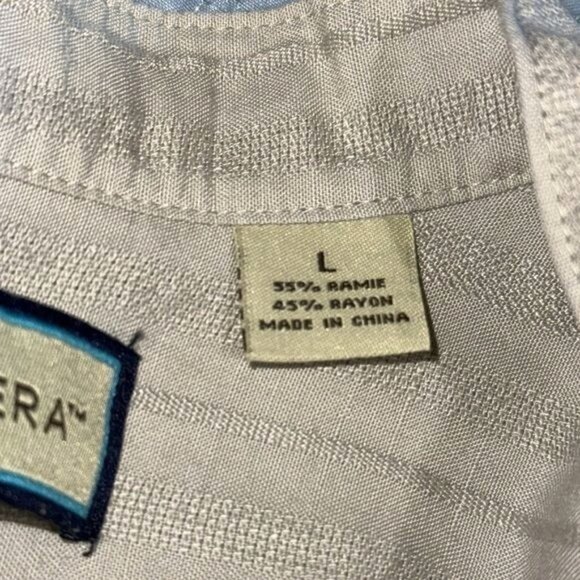 Havanera Beige Striped Long Sleeve Shirt L Ramie/Rayon - Picture 5 of 10